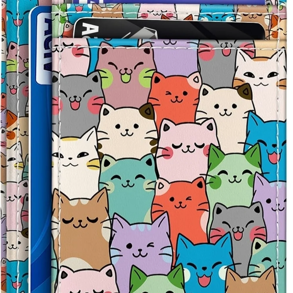Colorful Cat Print Wallet with Card Slots